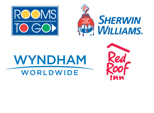 Burger King, Samsung, Wyndham Worldwide, Rooms To Go, Sherwin Williams, Red Roof Inn